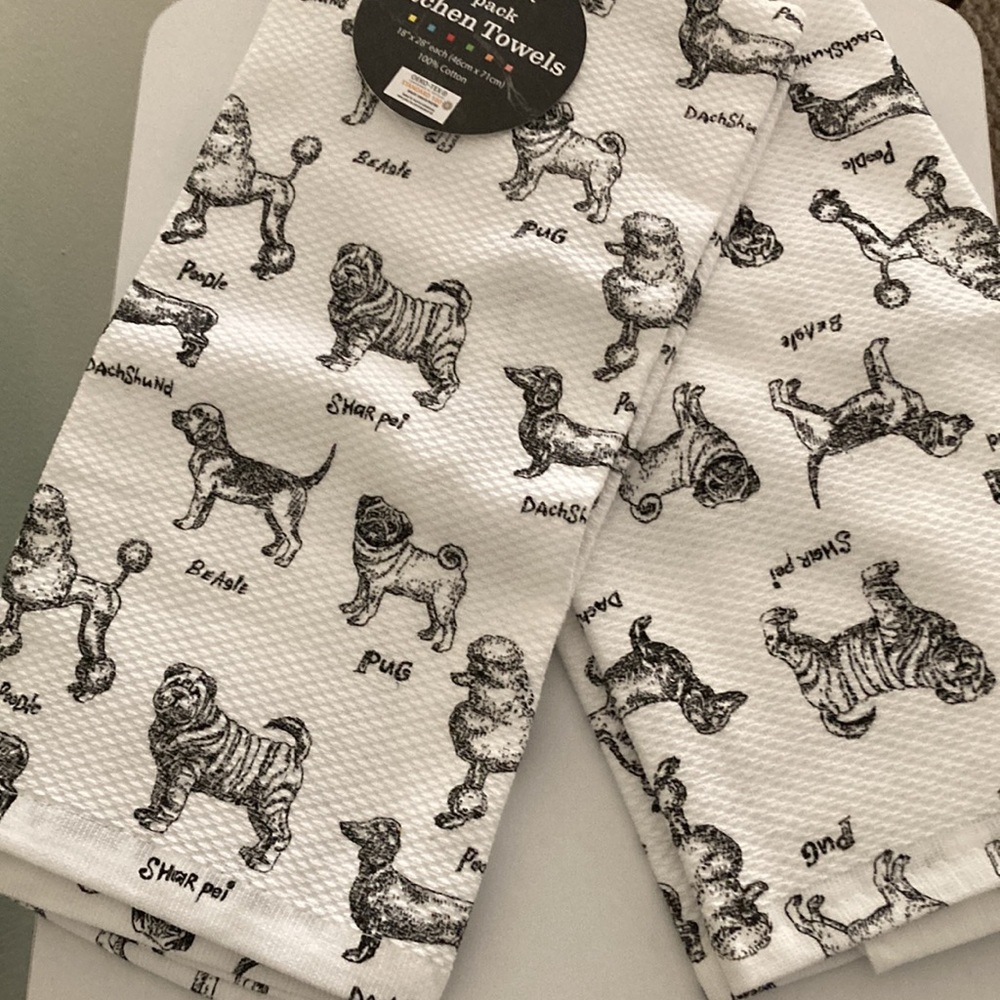 Kitchen Towels Black & White Animal Print 2 piece towel set - Picture 3 of 3